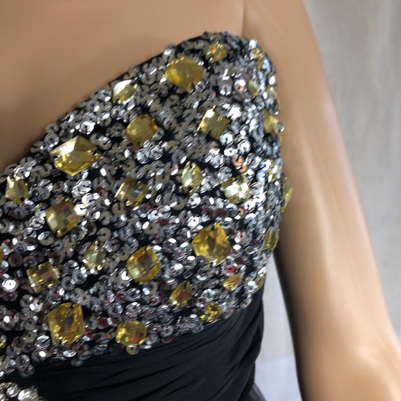 Colors Dress Black Strapless Embellished Party Social Night  Dress Size 10 Girls - Picture 4 of 12